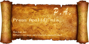 Press Apollónia névjegykártya